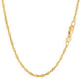 14k Yellow Gold Singapore Chain Necklace, 2.1mm fine designer jewelry for men and women